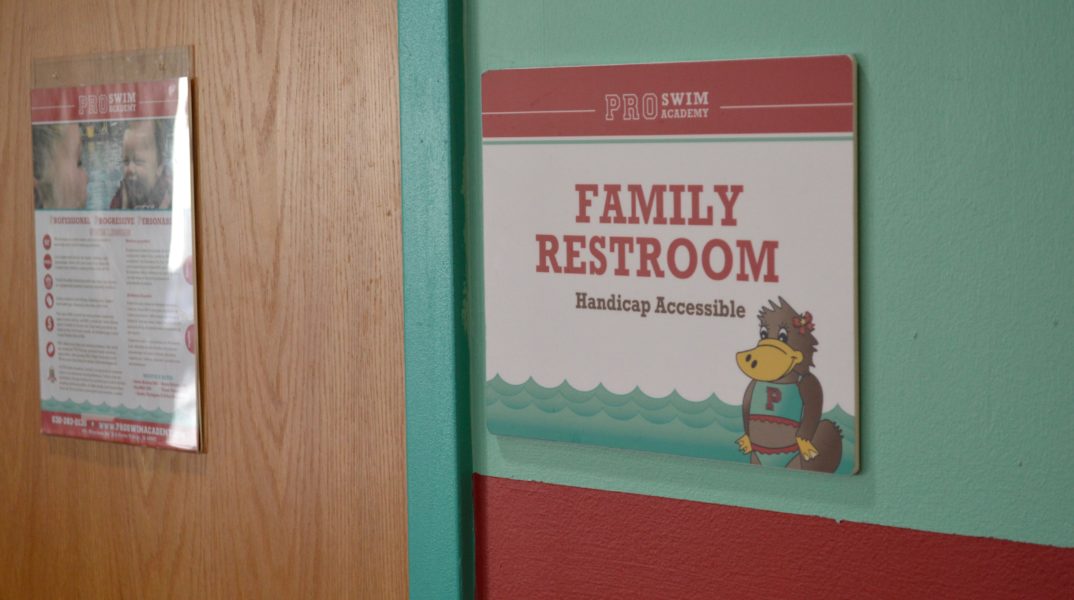 Family Restrooms equipped with changing stations and private shower.